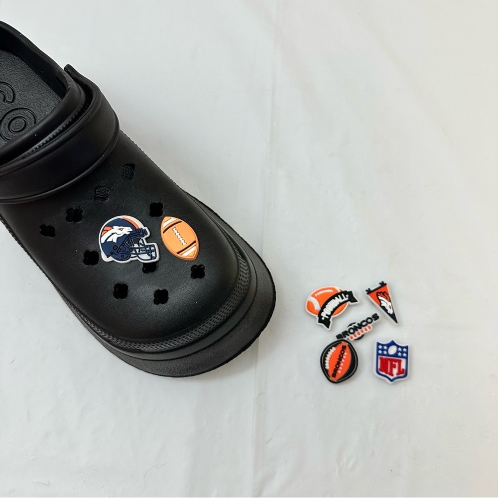 Denver Broncos NFL Football Helmet Shoe Charms Set for Women - Picture 3 of 3